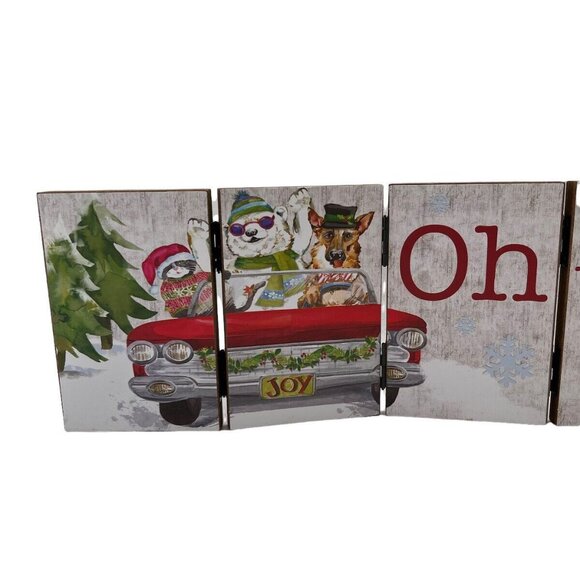 Ganz Christmas Joyride Accordion Folding Decorative Panel With Cats & Dogs - Picture 1 of 6